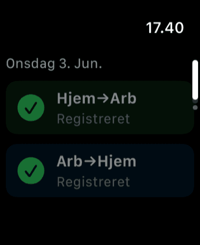 KørselsLog Apple Watch 1